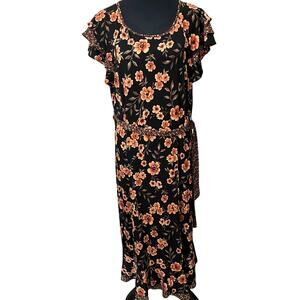 Perceptions NY Women’s Dress Sz XL Midi Pull On Autumn Fall